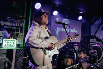 Conner Piche plays guitar.
