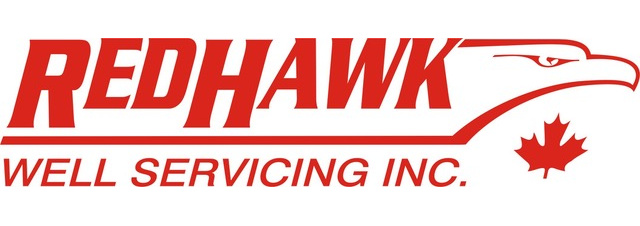 Redhawk Well Servicing logo - stylized hawk